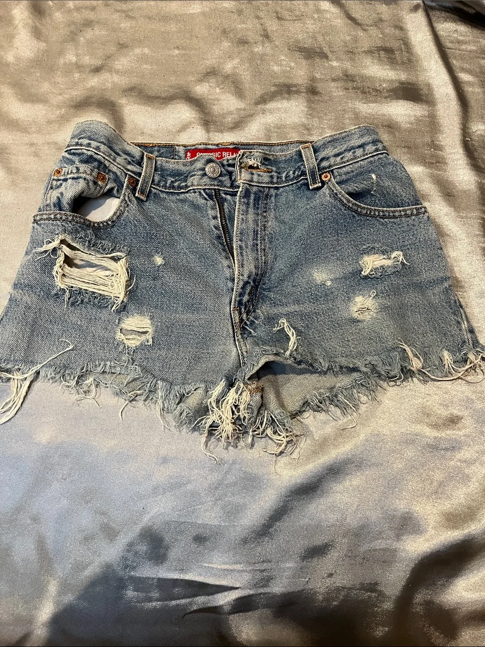 Levi's Blue Distressed Denim Cutoff Shorts